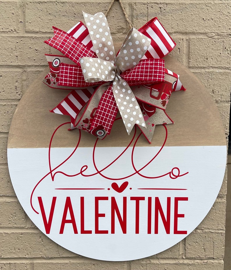 Valentine Door Hanger Hello Valentine Door Hanger Farmhouse Etsy