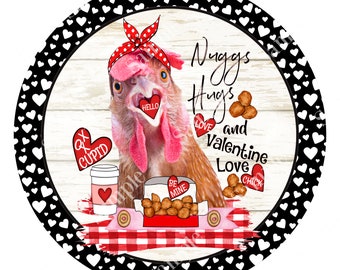 Rooster Chicken Farmhouse Valentine Sign | Door Hanger | Valentine Home Decor | Wreath Sign | Wreath Supplies