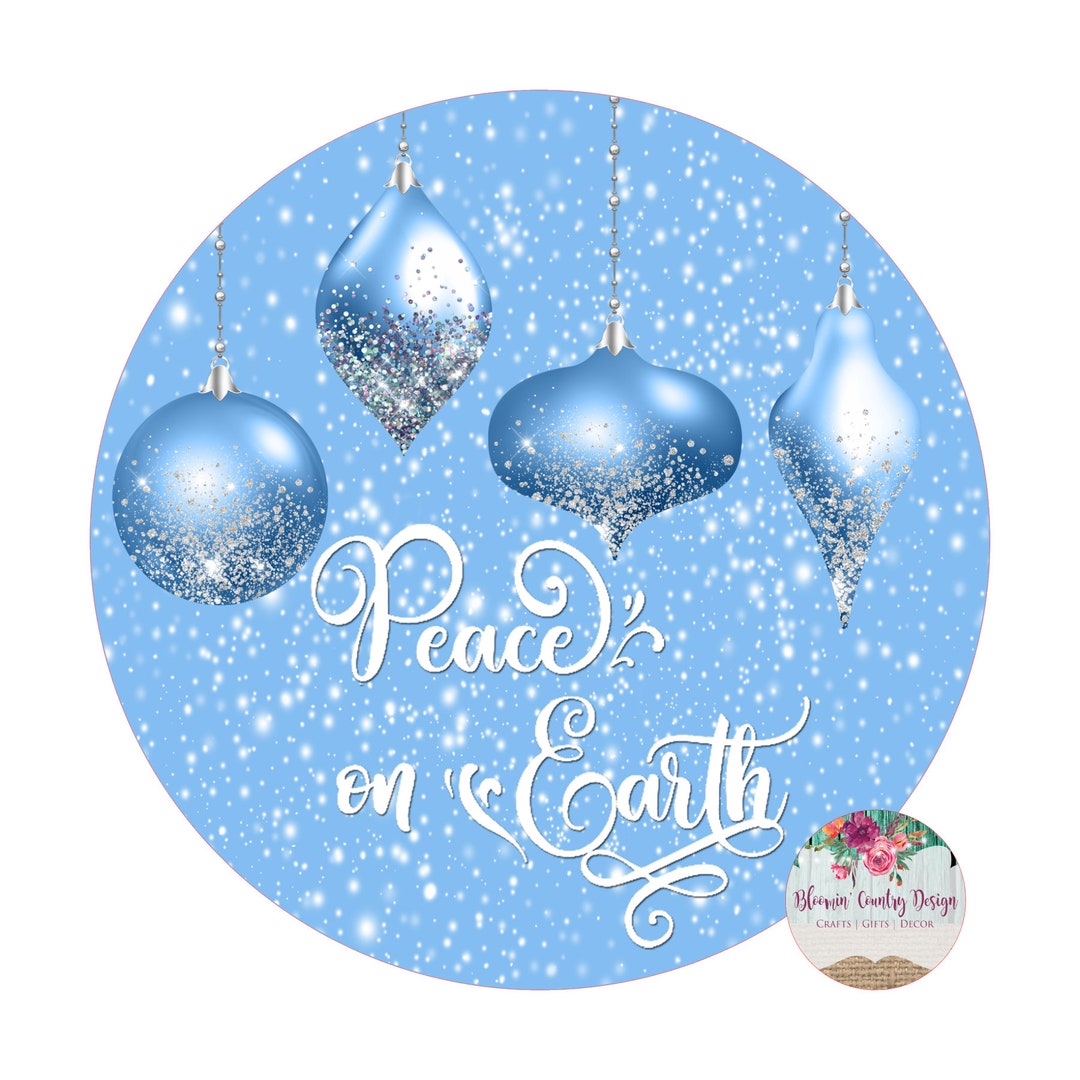Peace on Earth Christmas Winter Sign Round Christmas Sign for Wreaths