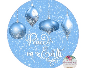 Peace on Earth Christmas Winter Sign - Round Christmas Sign for Wreaths -  Wreath Sign - Door Hanger - Tiered Tray Sign - Home Decor