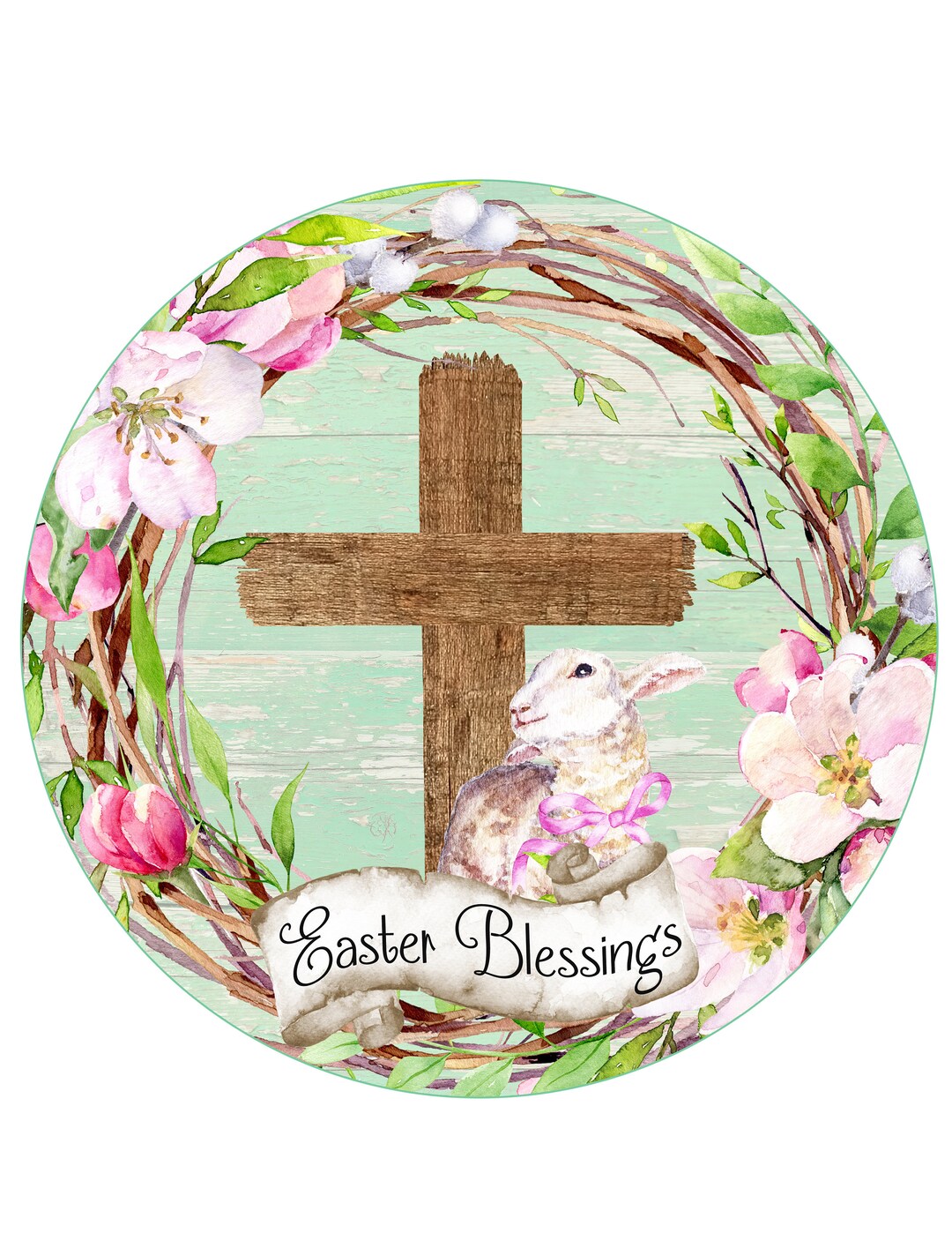 He is Risen Easter Sign - Round Spring Easter Sign for Wreaths ...