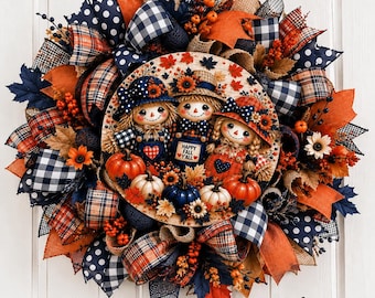 Fall Scarecrow Wreath Kit |  Scarecrow Wreath Sign | DIY  Wreath Autumn Fall Wreath Supplies | Fall Door Decor