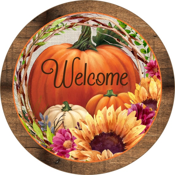 Hello Fall Sunflower Pumpkin Truck Sign, Wreath Supplies, Wreath