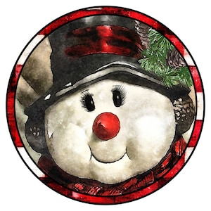 Snowman Winter Christmas Sign - Christmas Wreath Sign - Door Hanger - Tiered Tray Sign - Wreath Center Attachment
