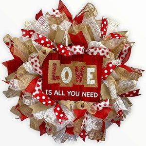 Rustic Love Valentine Wreath, Valentine Wreath for Front Door Wreath, Love Wreath, Valentine Decor, Heart Wreath, Valentine&#39;s Day Wreath