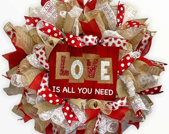 Rustic Love Valentine Wreath, Valentine Wreath for Front Door Wreath, Love Wreath, Valentine Decor, Heart Wreath, Valentine's Day Wreath