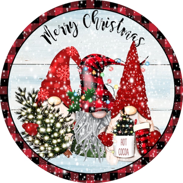 Merry Christmas Gnome Sign - Christmas Sign for Wreaths -  Wreath Sign - Door Hanger - Tiered Tray Sign - Home Decor