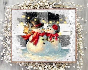 8 Inch Metal Sign Let It Snow Snowman, Metal Christmas Sign for
