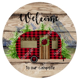 Welcome to our Campsite Sign - Door Hanger - Camping Wreath Sign - Wreath Supplies  Wreath center  Wreath Embellishment - Wreath Decor