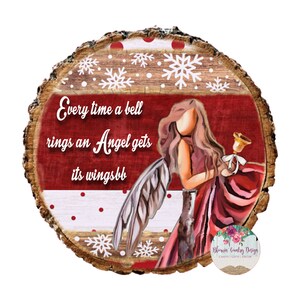 Angel gets her Wings Christmas Sign - Round Christmas Sign Wreaths -  Wreath Sign - Door Hanger - Tiered Tray Sign - Home Decor