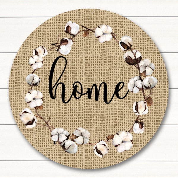 Home Cotton Sign - Farmhouse Wreath Sign - Rustic Sign - Wreath Supplies - Tiered Tray Sign - Everyday Sign - Spring Decor