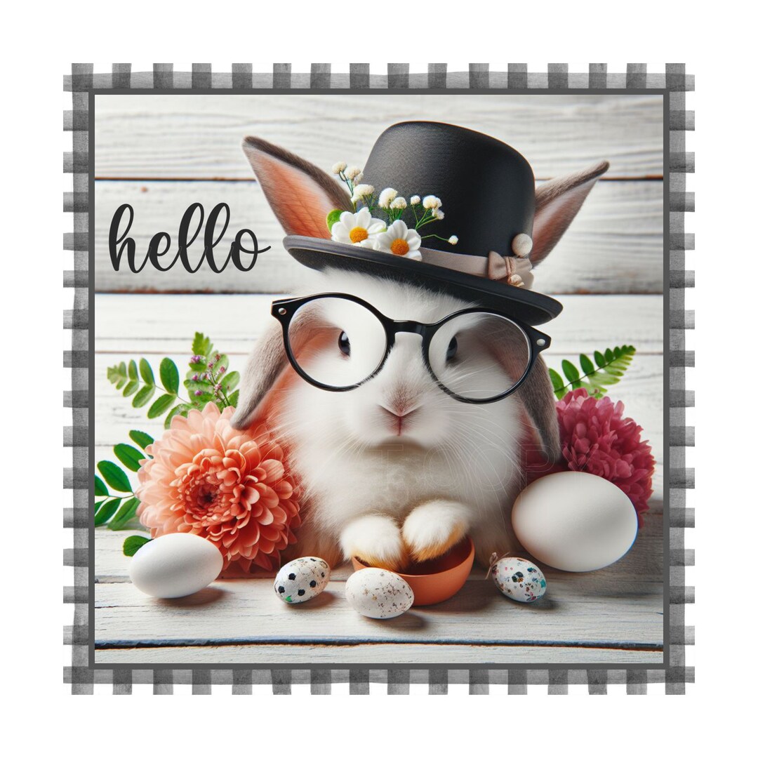 Top Hat Easter Bunny Sign Easter Door Hanger Easter Spring Home Decor