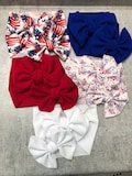 Patriotic Head Wrap For baby Girl Bow HeadWraps Nylon Headbands Printed Hair Band USA Red White Blue Flag Fourth of July