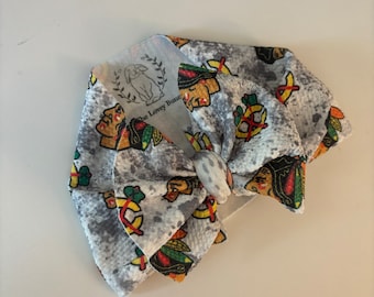 Lazo de los Black Hawks para niña, diademas de nailon con clip, diadema para niña pequeña, hockey de Chicago, NHL, día del juego