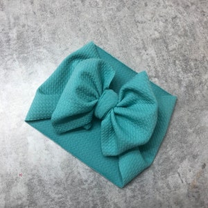 Teal Blue Bow Head Wrap Solid color For baby Girl Bow HeadWraps Nylon Headbands Light Pastel Bow Spring Summer Easter green aqua