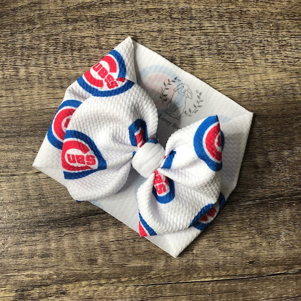 Chicago Cubs bow For baby Girl Bow HeadWraps Nylon Headbands Cubbies Bow Spring Summer Baseball MLB Opening Day