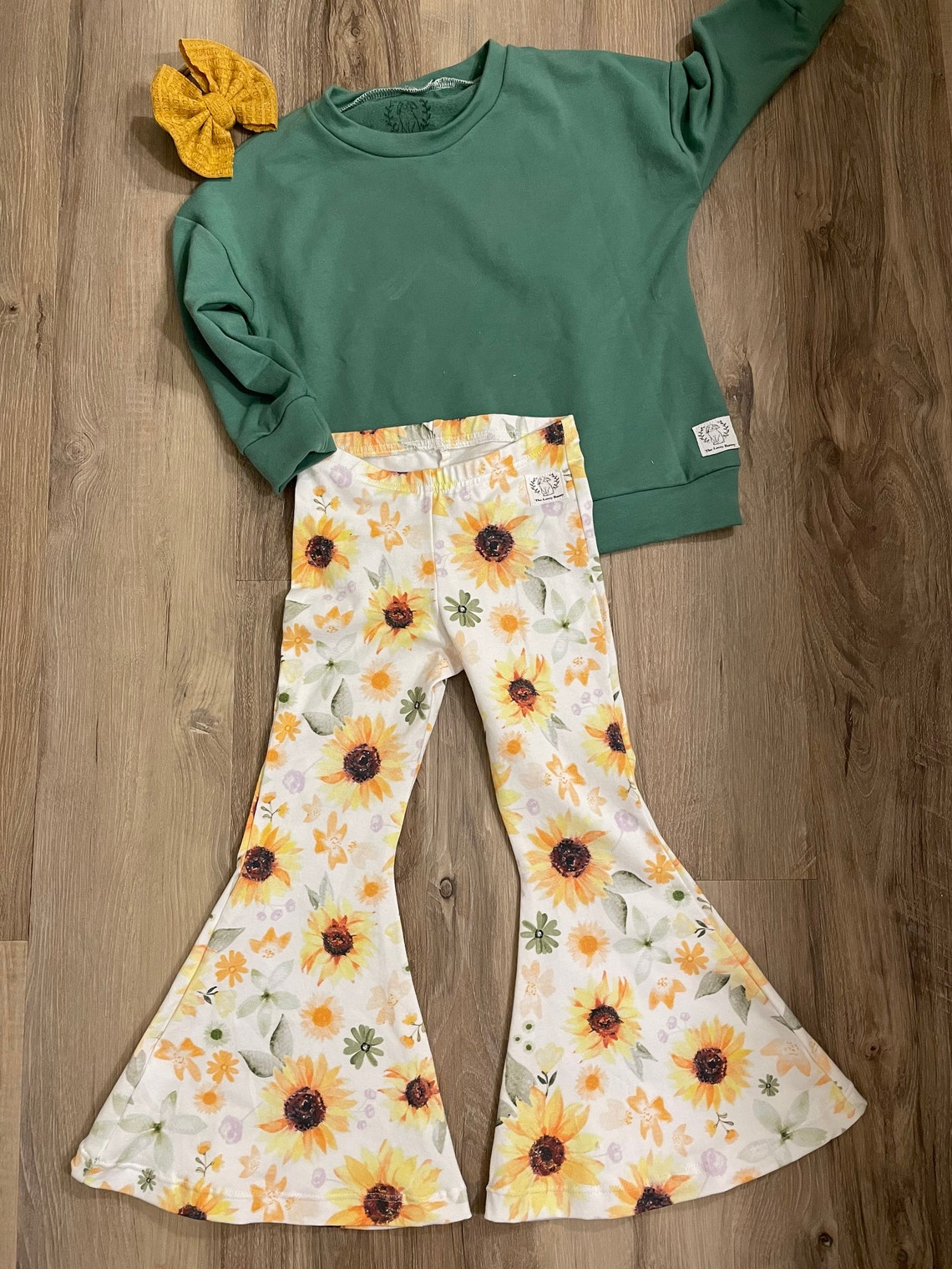 Sunflower Bell Bottom Pants Floral Sun Flower Wide leg fall Etsy