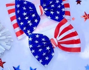 American Flag Bow Head Wrap Solid color For baby Girl Bow HeadWraps Nylon Headbands American Patriotic Red White Blue 4th of July Heart USA