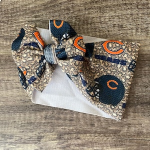 Bears Bow Baby Girl Bow HeadWraps Nylon Headbands Clip Hairband Toddler Cheetah Leopard Fall NFL Chicago Gameday Football