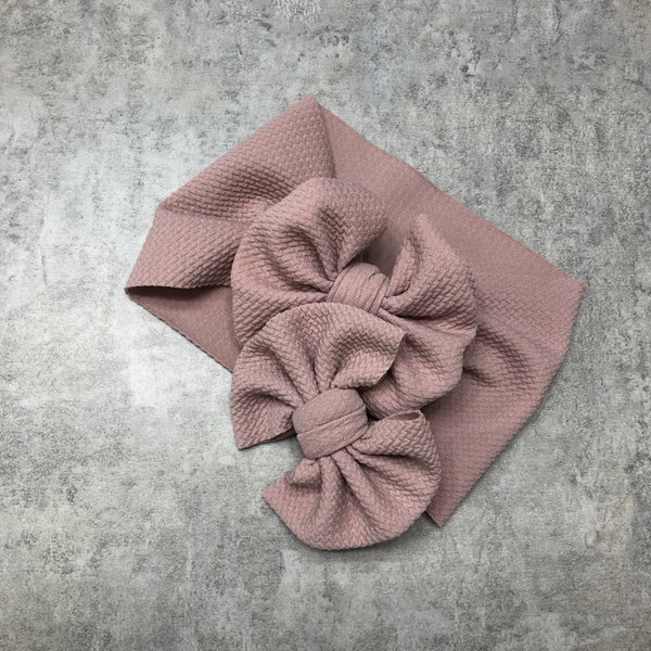 Dusty Rose Bow Head Wrap Solid color For baby Girl Bow HeadWraps Nylon Headbands Pink Light Muave toddler clip bullet tied hair accessories
