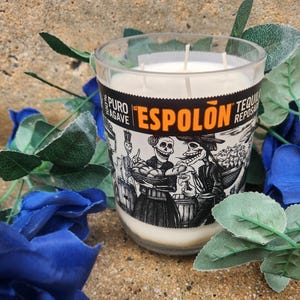 Espolon (& Espolon Reposado) Candle Made from a Recycled Tequila Bottle