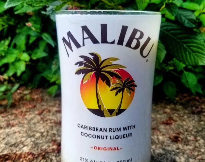 Malibu Coconut Rum Bottle Recycled into a White Soy Candle