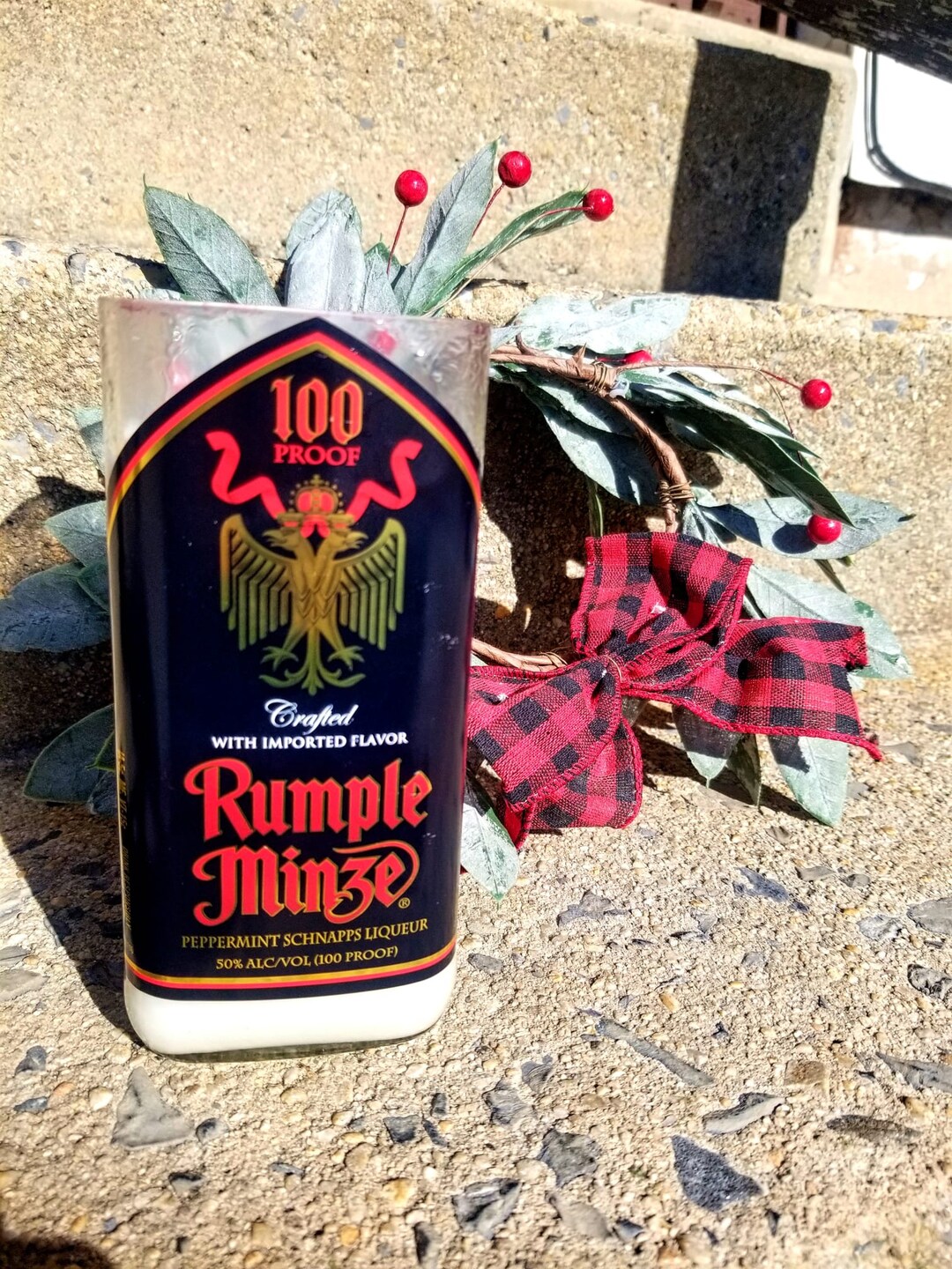 Rumple Minze Tall Bottle Recycled Into a Hand Poured White Soy - Etsy