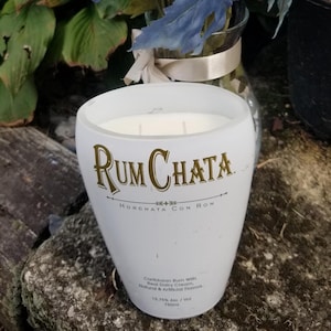 Rum Chata Candle from a Recycled Liquor Bottle (available in many scents)