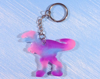 Lavender T-Rex dino keychain with tassel