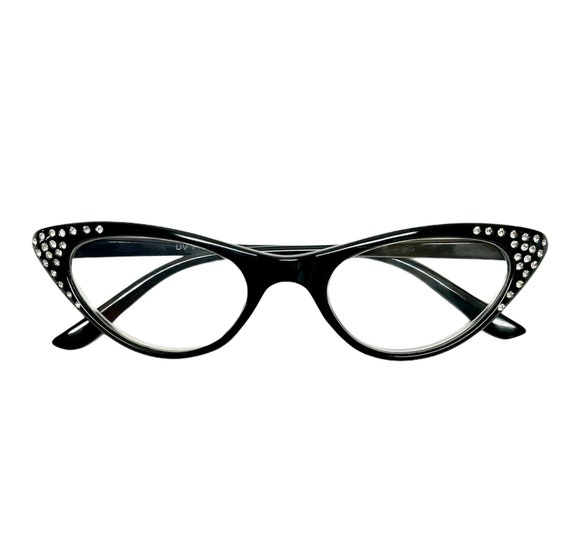 Black Cat Eye Reading glasses with Rhinestones | Etsy
