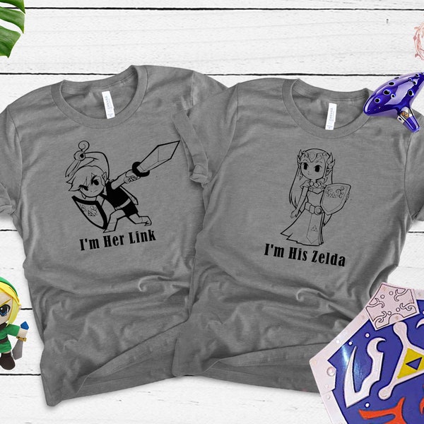 Zelda & Link Shirt Legend of Zelda His and Her Shirt Breath of the Wild, Ocarina of Time, Matching couples shirt