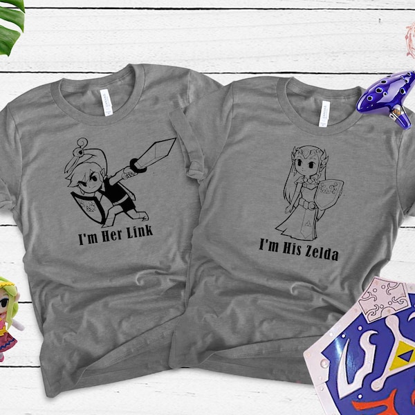 Zelda & Link Shirt Legend of Zelda His and Her Shirt Breath of the Wild, Ocarina of Time, Matching couples shirt