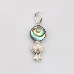 Pendentif Ancien En Argent Massif 925 - Style Art Nouveau Motif Poisson - Breloque D'occasion Unique