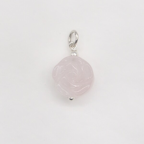 Pendentif Flora quartz rose fleur argent massif