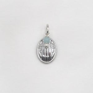 Taho scarab pendant with amazonite surgical steel and solid silver