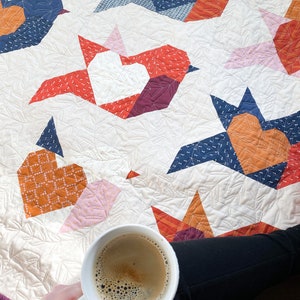 Love Birds Quilt Pattern - Instant Download PDF / Heart Quilt Pattern ...