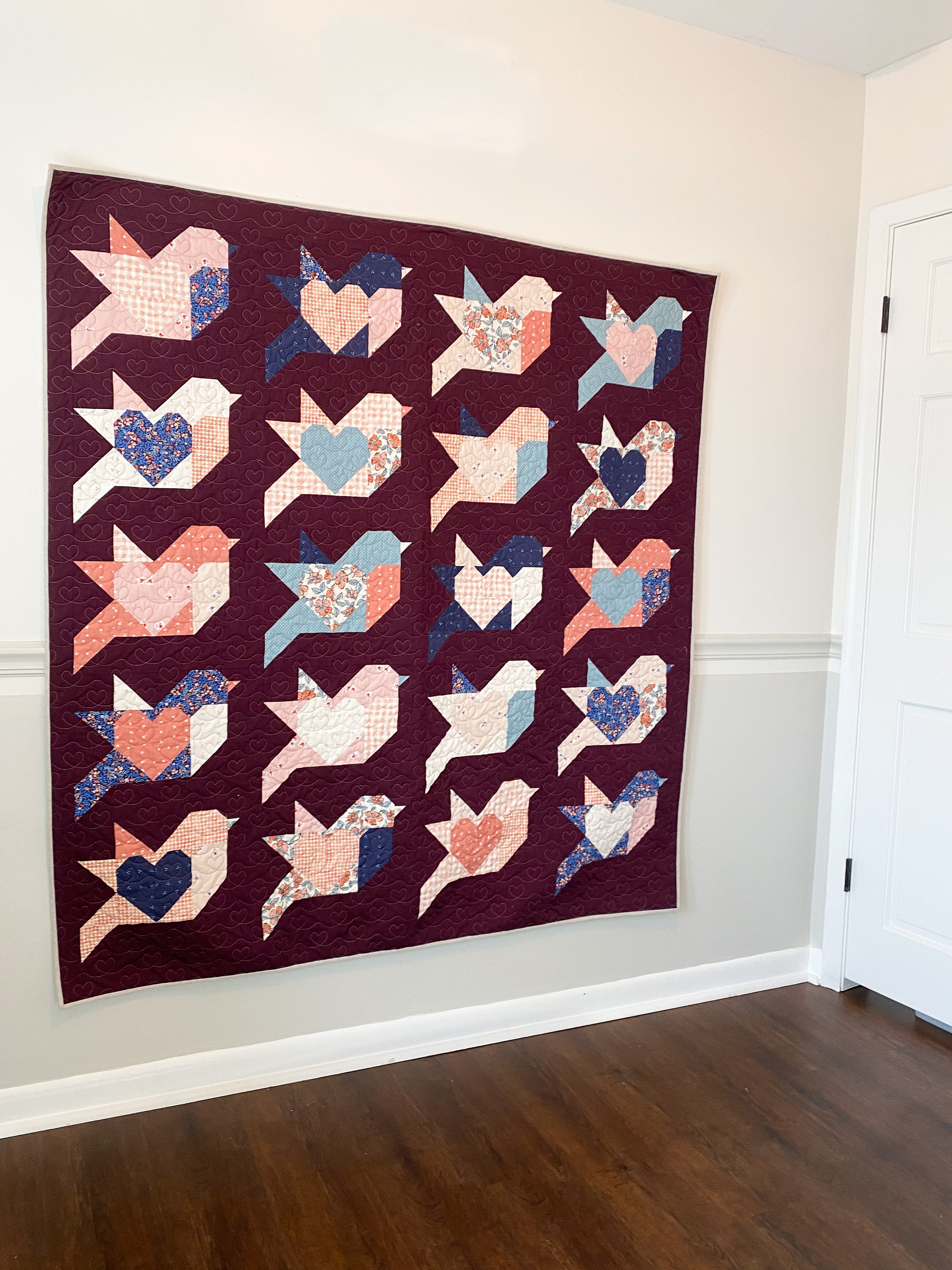 Love Birds Quilt Pattern - Instant Download PDF / Heart Quilt Pattern ...