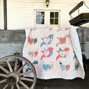 Love Birds Quilt Pattern - Instant Download PDF / Heart Quilt Pattern ...