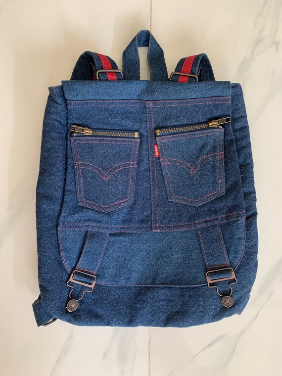 Vintage Levis Denim Backpack Bag / Rare 70s 1970s / Tote Bag Vintage Levis Denim Backpack Bag / Rare 70s 1970s / Tote Bag