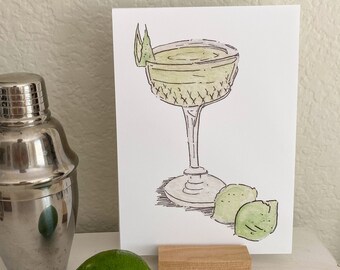 Closing Argument Cocktail, Watercolor Giclee Print, Cocktail Painting, Bar Cart Art