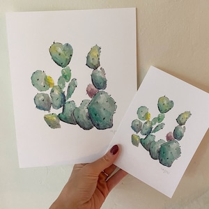 Desert Jewel Prickly Pear Watercolor, Giclee Print, Cactus Painting, Sonoran Desert Plant, Prickly Pear Cactus, Botanical Wall Art