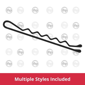 May include: Black metal hair clip with a wavy design.