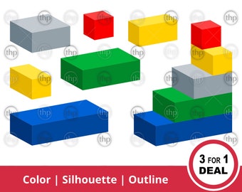 Toy Building Blocks Clipart: SVG EPS PNG Cut Files (Digital Download)