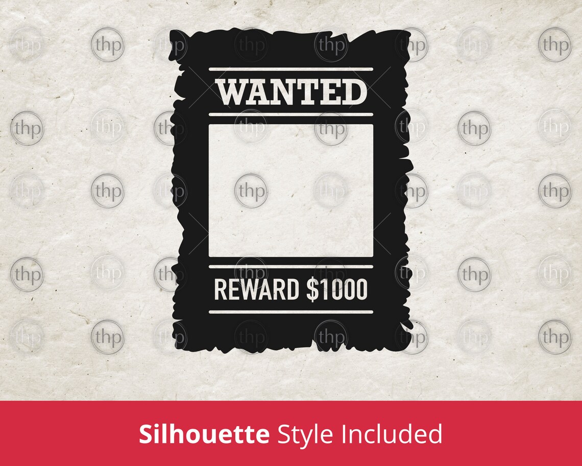 Wanted Signcut Wanted Poster SVG - Wild West Svg, Cowboy Svg, Wanted Outline Svg ...