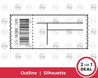 Blank Ticket Template SVG EPS PNG - Concert Ticket, Movie Ticket, Cinema Ticket, Barcode, Ticket Cut Files, Ticket Clipart, Printable Ticket