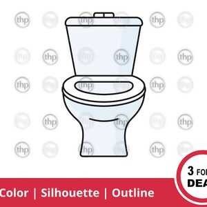 Toilet SVG - Bathroom Svg, Restroom Svg, Potty Svg, Toilet Bowl Svg, Toilet Seat Svg, Flush Svg, Toilet Clipart, Toilet Cut Files & EPS PNG