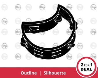 Tambourine SVG - Music Svg, Instrument Svg, Tambourine Silhouette Svg, Tambourine Cut Files, Tambourine Outline, Tambourine Clipart, EPS PNG