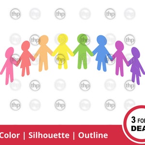 Holding Hands SVG JPG PNG - Community, Connected, Cooperation, Unity, Teamwork, Family, School, Kindergarten Clipart, Paper People Cut Files