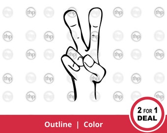 Peace Sign SVG EPS PNG - Peace Symbol, Hand Gesture, Love, Peaceful, Hippie, Pacifist, Two Fingers, 2, Drawn, Peace Clipart, Peace Cut Files