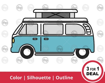 Camper SVG - Campervan Svg, Camper Van Svg, Travel Svg, Road Trip Svg, Camping Svg, Vacation Svg, Van Life Svg, Camper Cut Files & EPS PNG